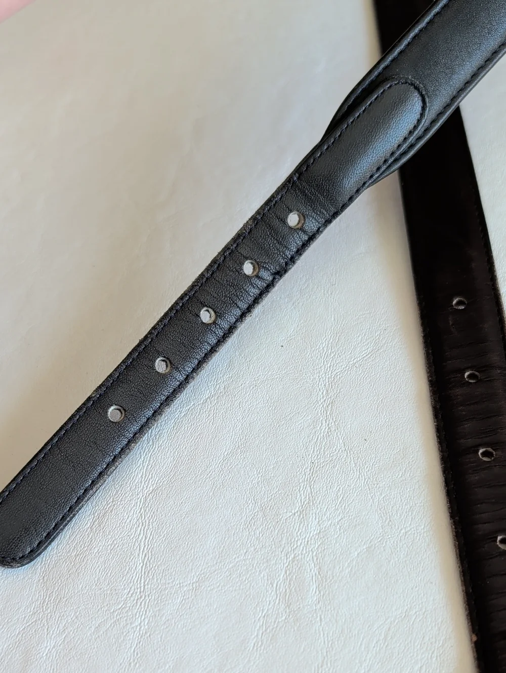 Set Of Two Coach Slim Dark Brown & Navy Leather Belts Brass Hardware Size 30